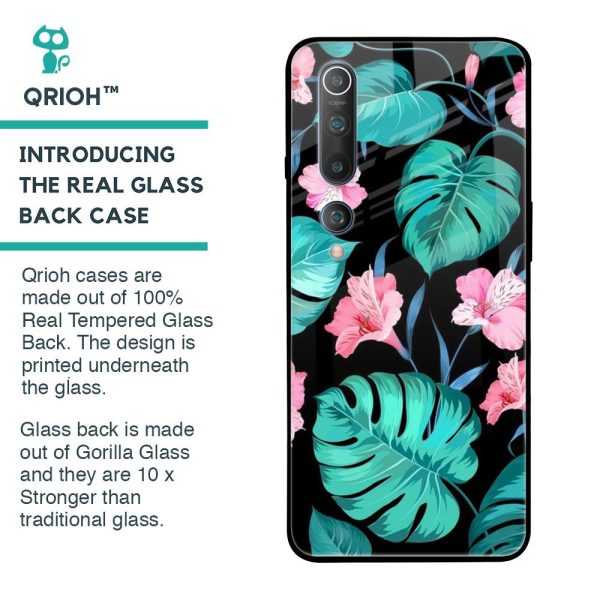 Tropical Leaves & Pink Flowers Glass case for Xiaomi Mi 10 Pro For Sale