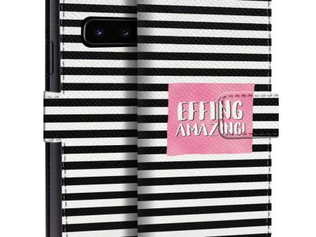 White & Black Stripes Flip Case for Samsung For Cheap