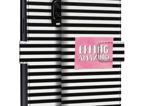 White & Black Stripes Flip Case for OnePlus For Sale