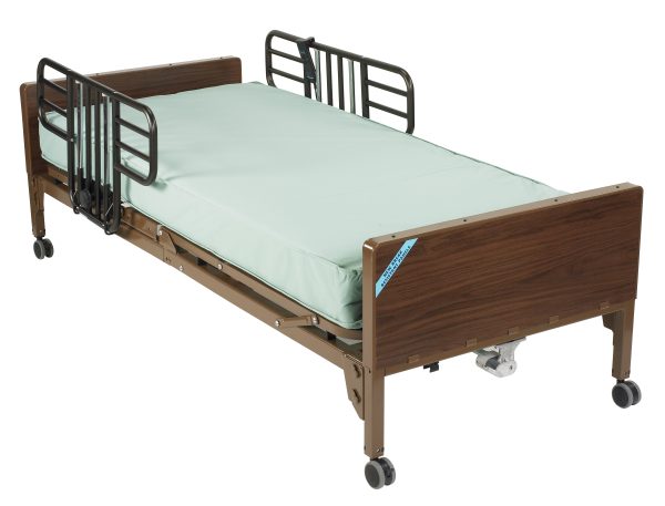 Delta Ultra Light Semi Electric Hospital Bed with Half Rails and Therapeutic Support Mattress Sale