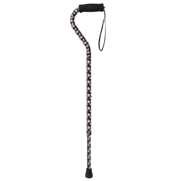 Foam Grip Offset Handle Walking Cane, Pink Floral Discount