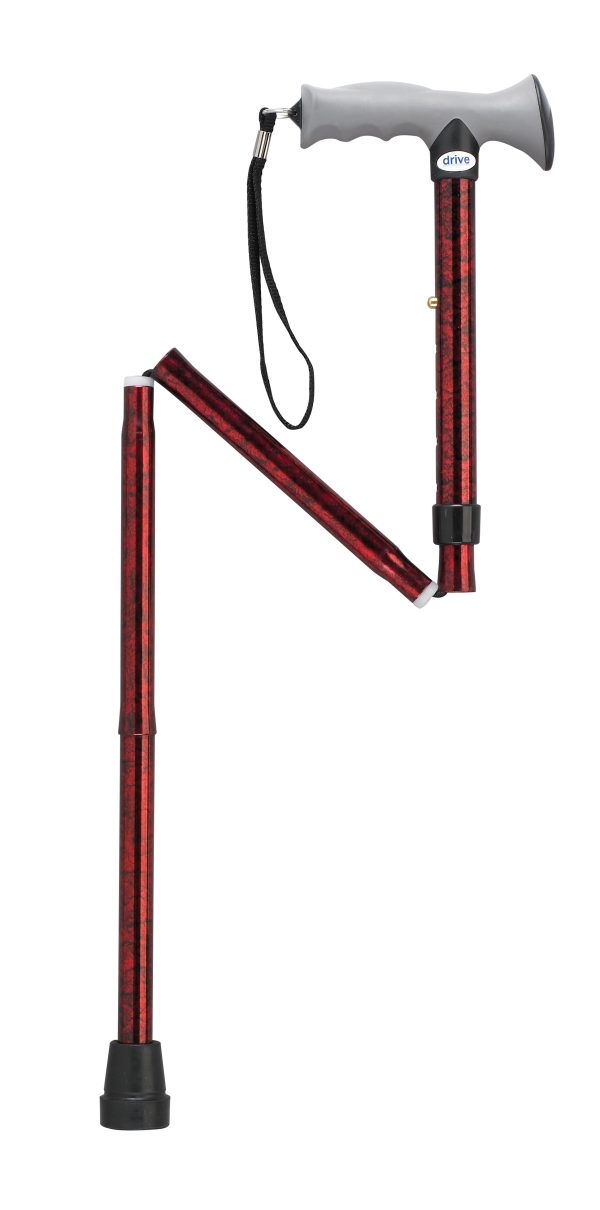 Adjustable Lightweight Folding Cane with Gel Hand Grip, Red Crackle Online