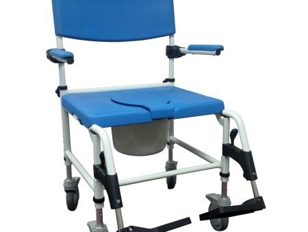 Aluminum Bariatric Rehab Shower Commode Chair with Two Rear-Locking Casters Online now