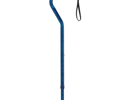 Adjustable Height Offset Handle Cane with Gel Hand Grip, Blue Crackle Fashion